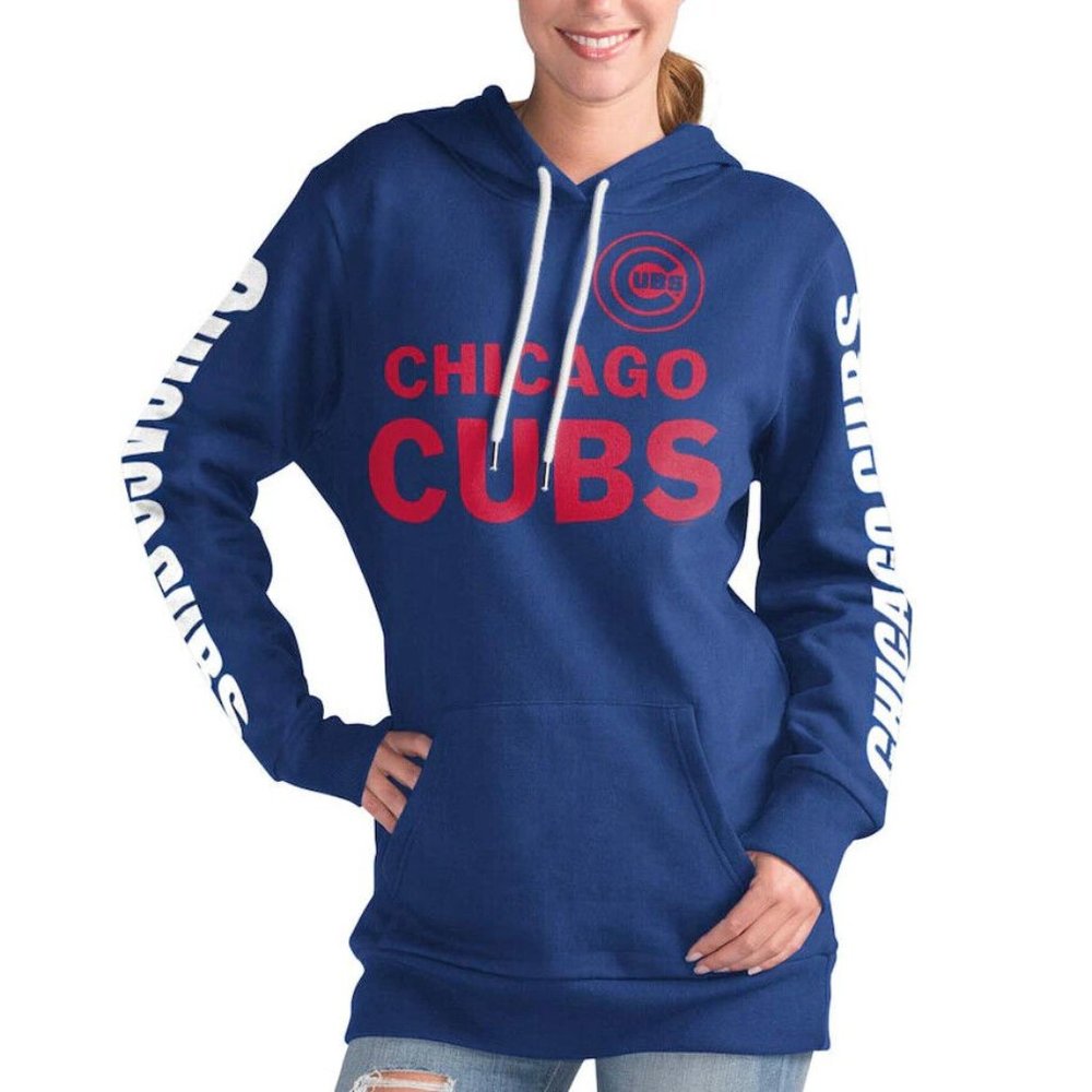Women Small Chicago Cubs Hoodie MLB Pullover Sweatshirt Blue